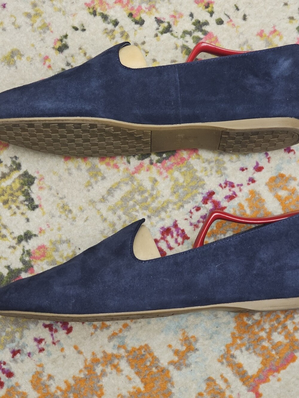 BIRDIES Heron Flat Navy Suede Womens Size 10 Loafers Smoking Shoes - Picture 8 of 12